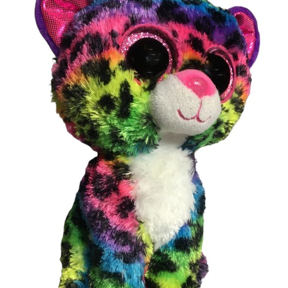 Ty Beanie Boo Dotty Leopard Plush Stuffed Animal Pink Sparkle Glitter Eyes 6" - Picture 3 of 8